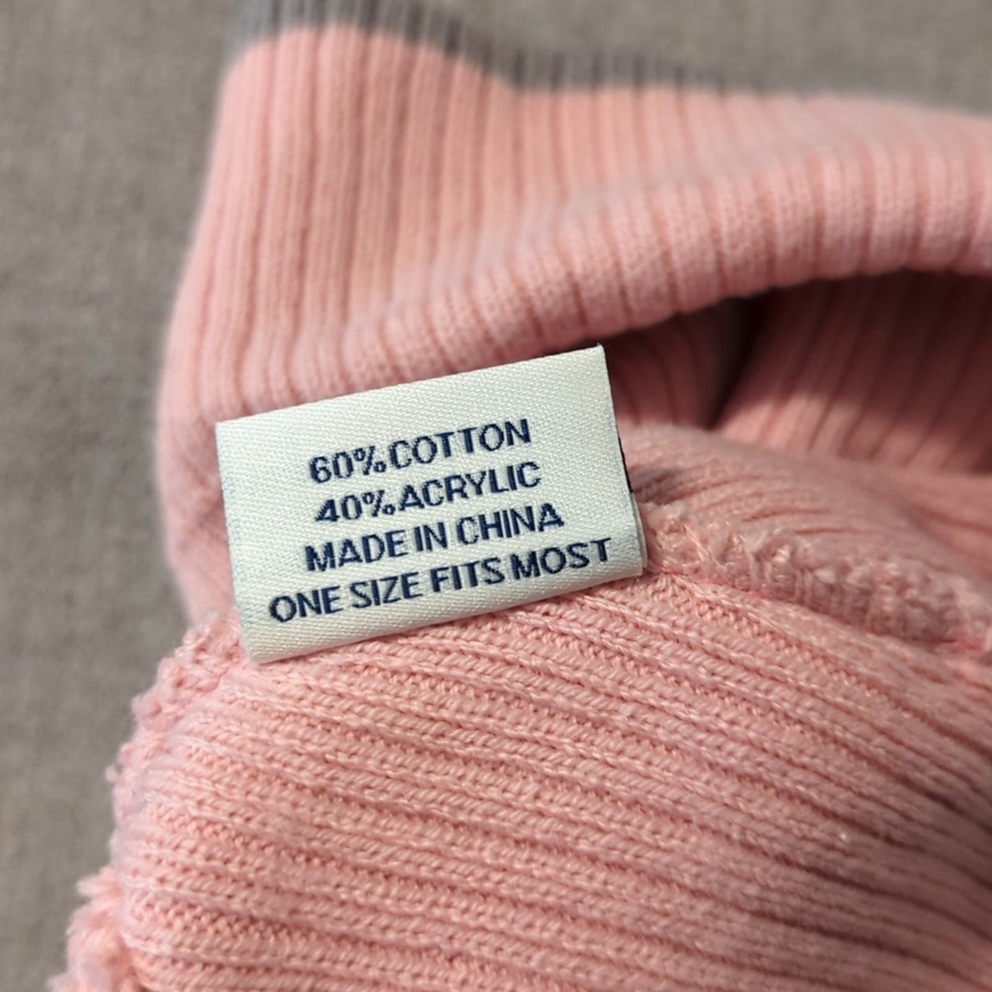 Light Pink Ribbed Gray Striped 'AF' Beanie by The Game
