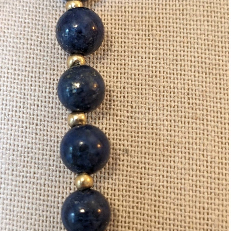 Lapis Lazuli 30" Strand Beads W/ Gold Tone Spacer Beads