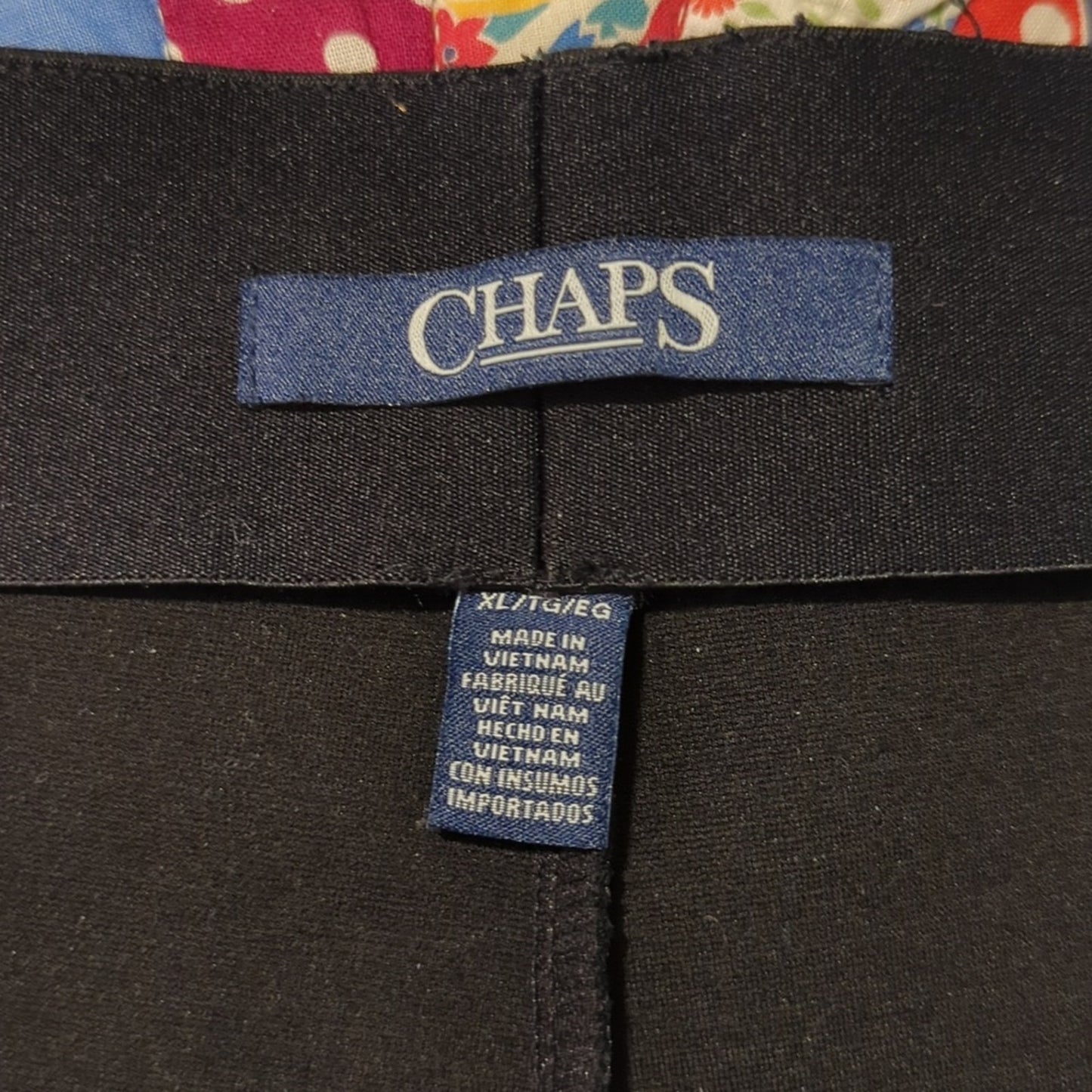 Chaps Crop Wide-Leg Front Seam Ponte Knit Band Waist Black Pants Women's Size XL