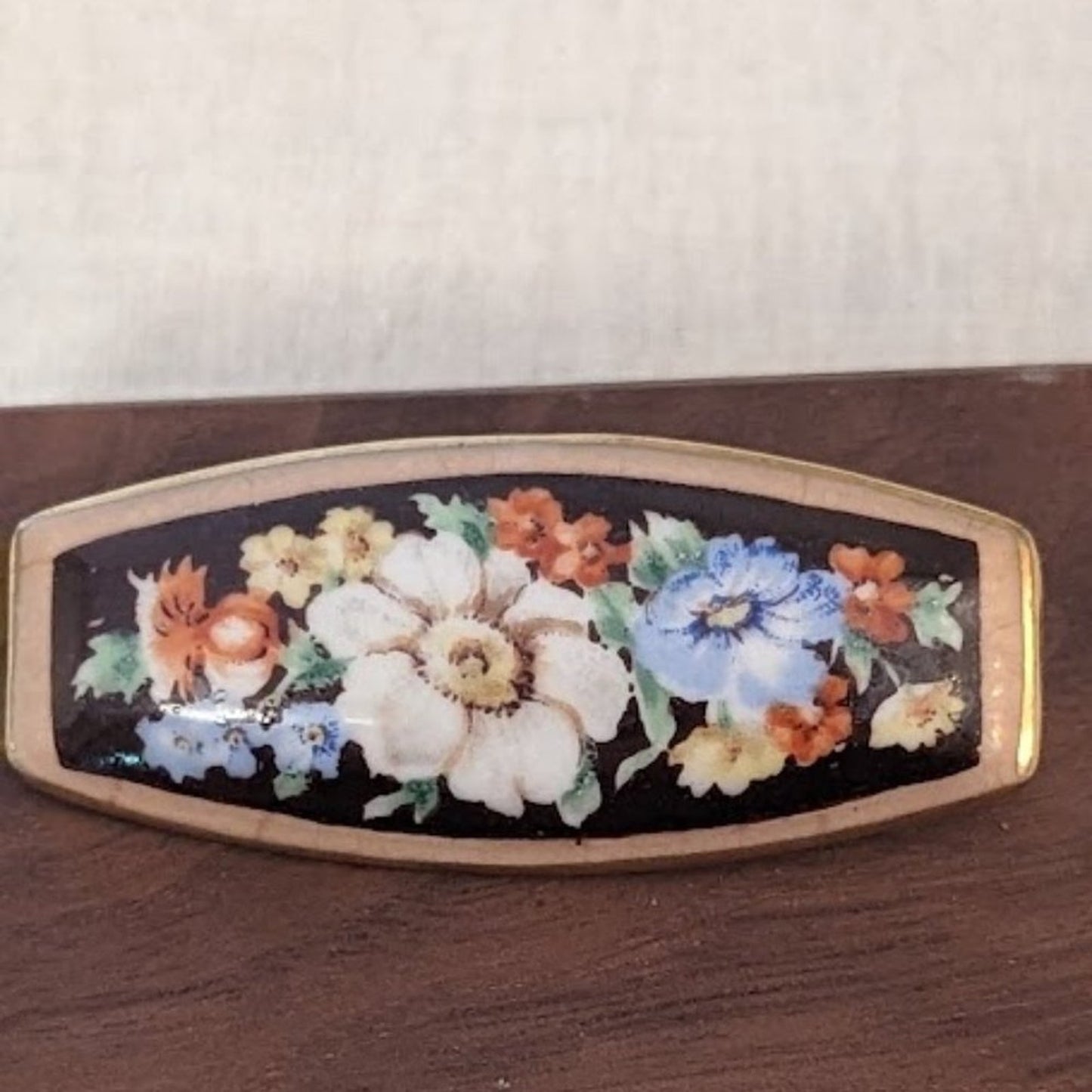 Vintage Germany Ceramic Purple Flower Brooch