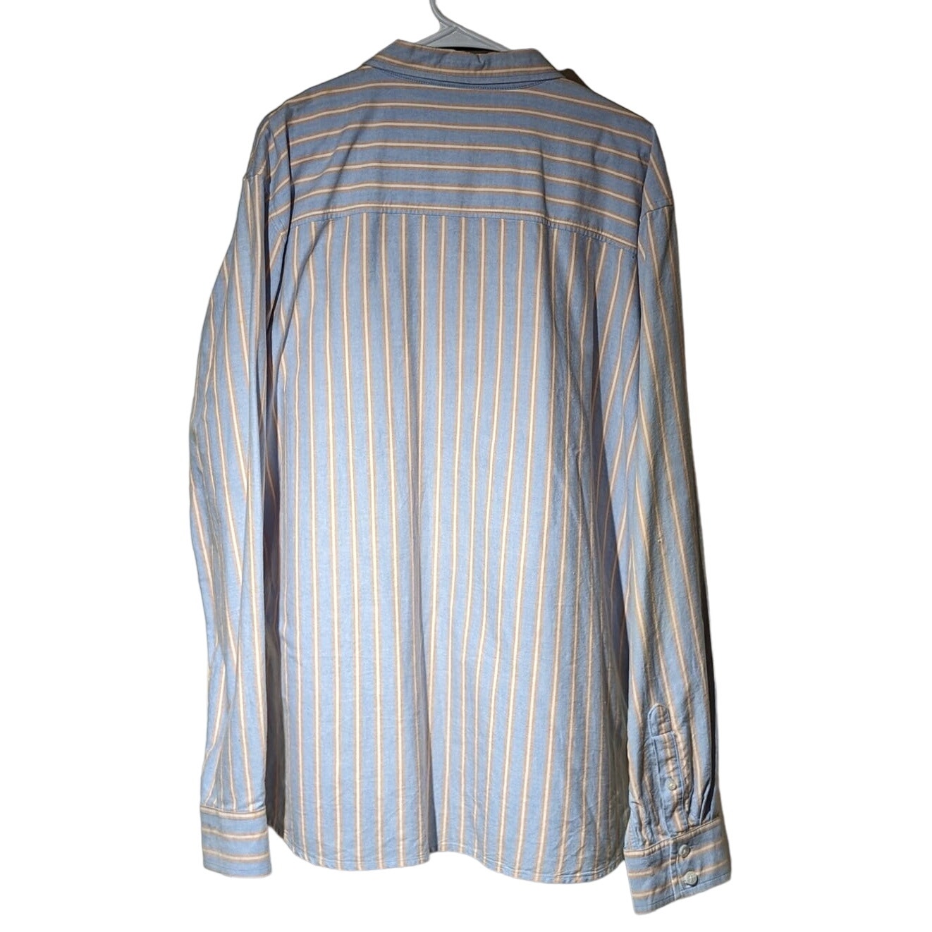 Vintage U.S. Expedition Blue/Orange Stripe Cotton Button Up Shirt Mens Sz XL