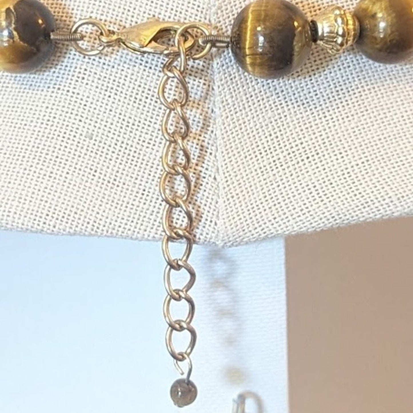 Tiger's Eye and Gold Toned Beaded Necklace