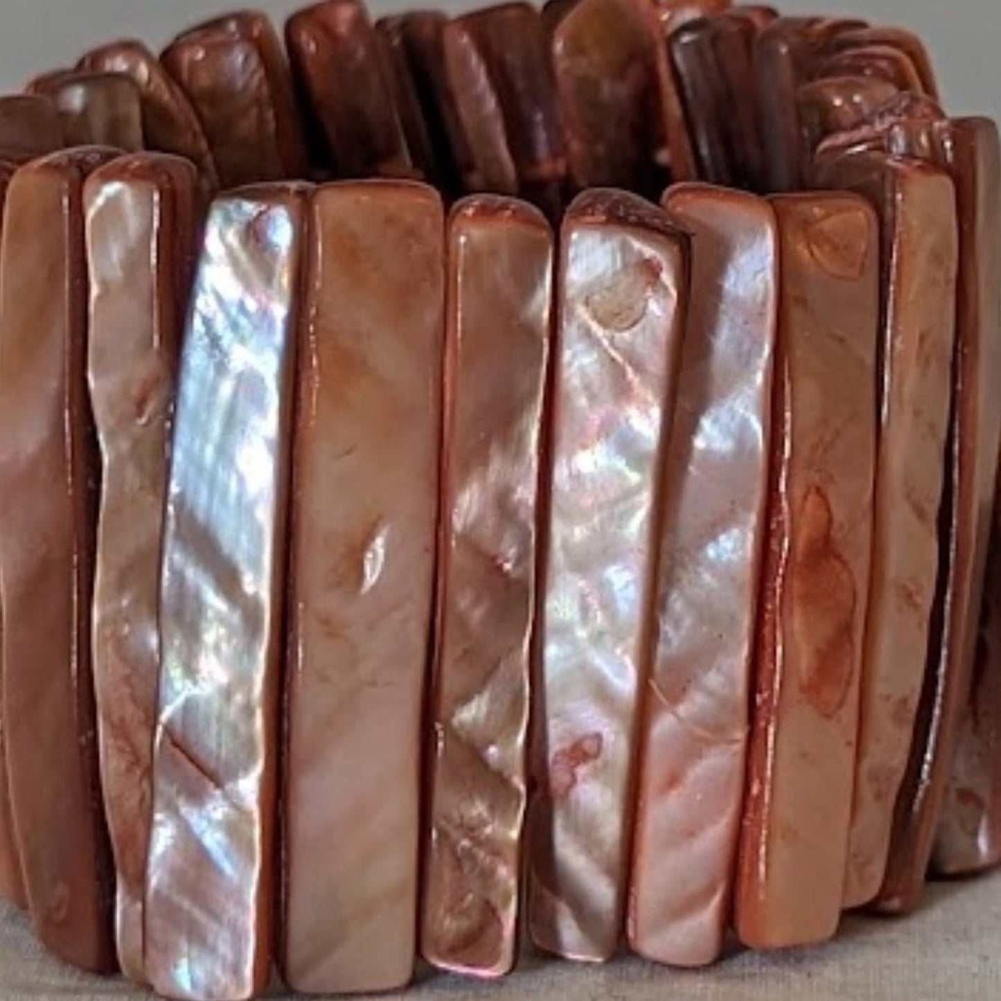 Shades of Copper Dyed Abalone Shell Stretch Bracelet