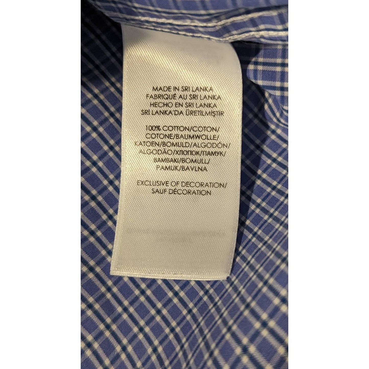 Polo Ralph Lauren Men's Blue Plaid Slim Fit Easy Care Dress Shirt Sz 17-34/35