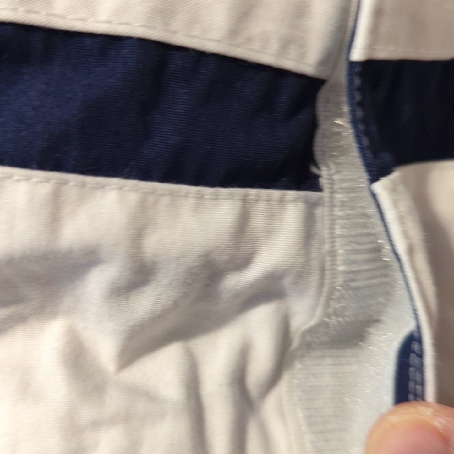 Polo Ralph Lauren Navy White Stripe Velcro Front Logo Pocket Swim Trunks Sz 34