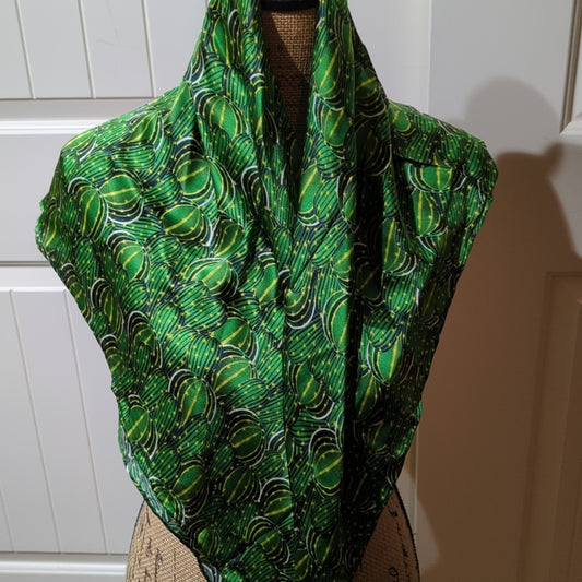 Green 33" Square Satiny Scarf