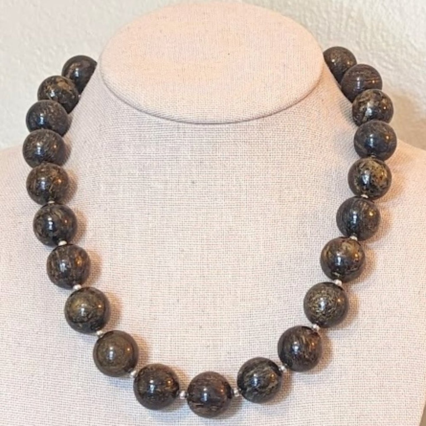 SILPADA Retired Bronzite and Sterling Silver Bead Necklace
