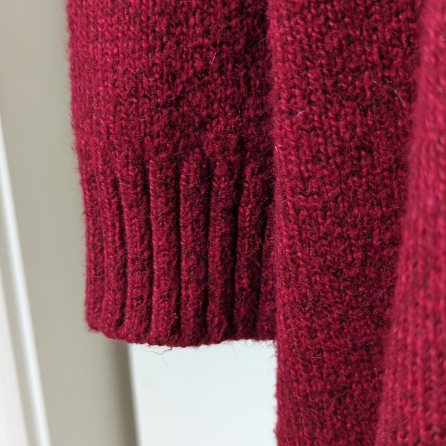 J. Jill Red Shawl Collar Open Front Cardigan Cotton Blend Sweater Women's Size S