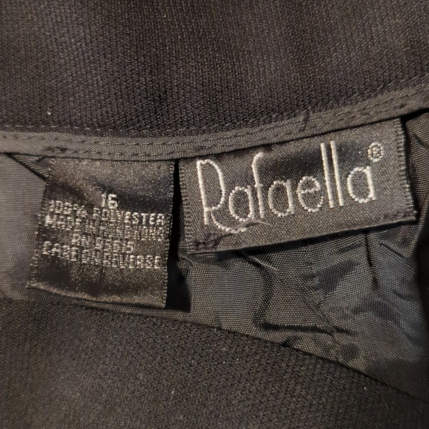 Vtg Rafaella Black Crepe All-Season Lined Front Zip Dress Trouser Womens Sz 16