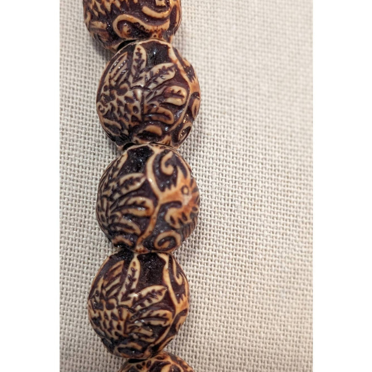 Acrylic Carved Heavy Tribal Look Brown Beads