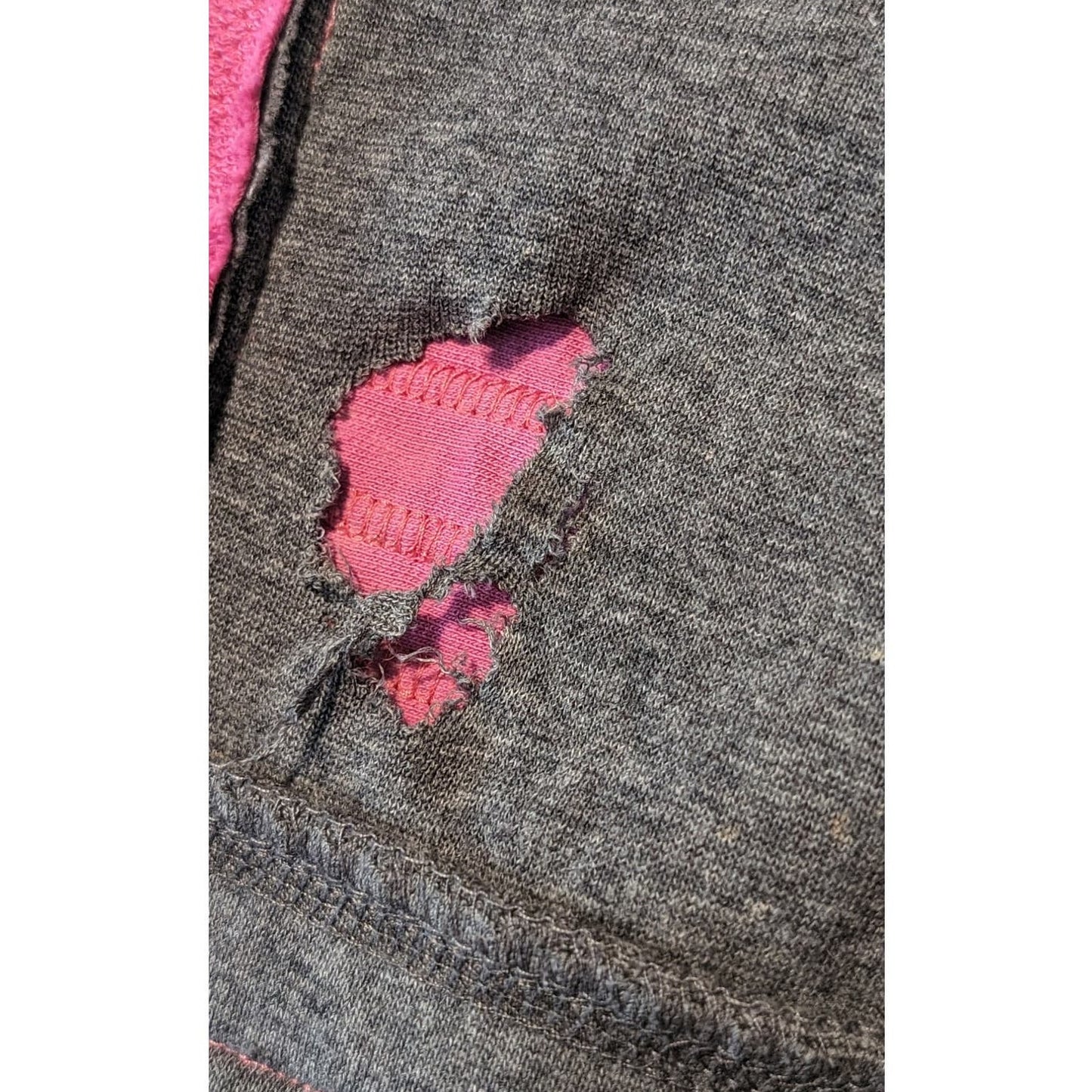 Hippie Boho Shredded Zip Up Gray and Pink Hoodie Womens Sz XS