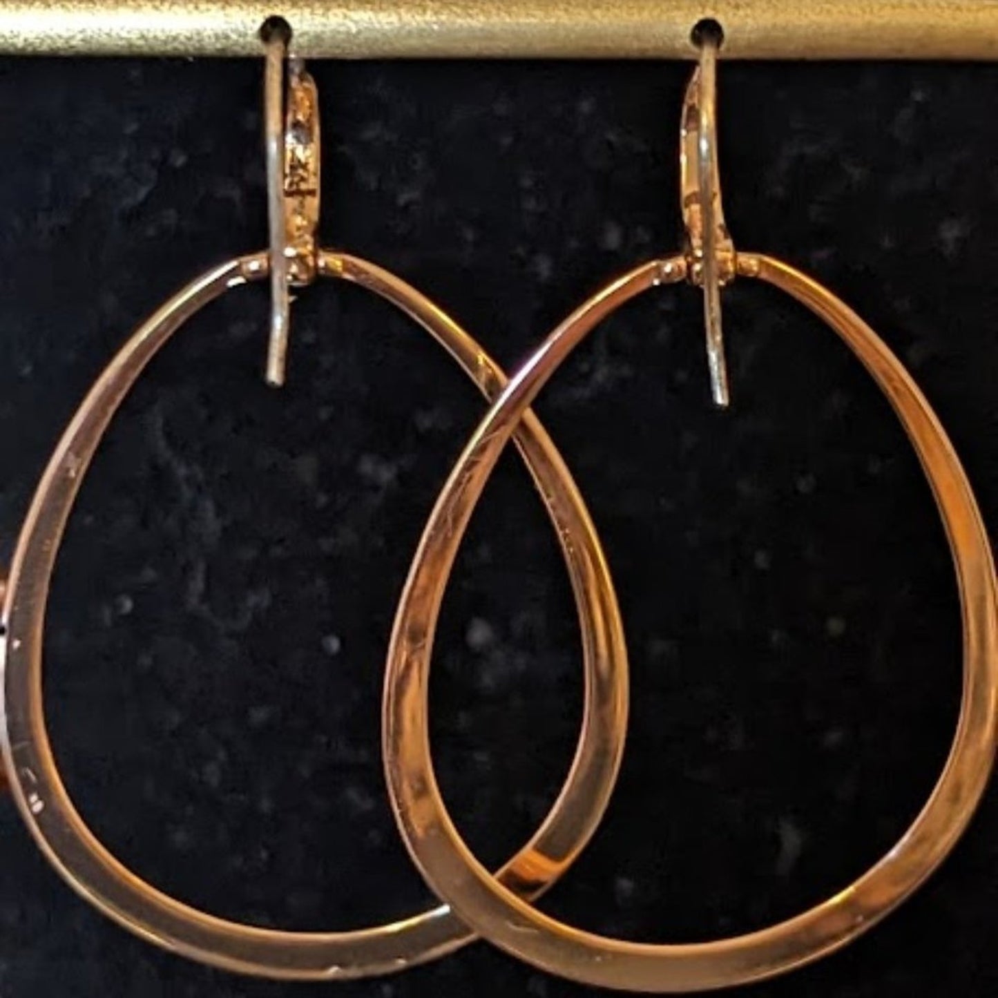 Teardrop Hoops with Rhinestone French Wire Earrings