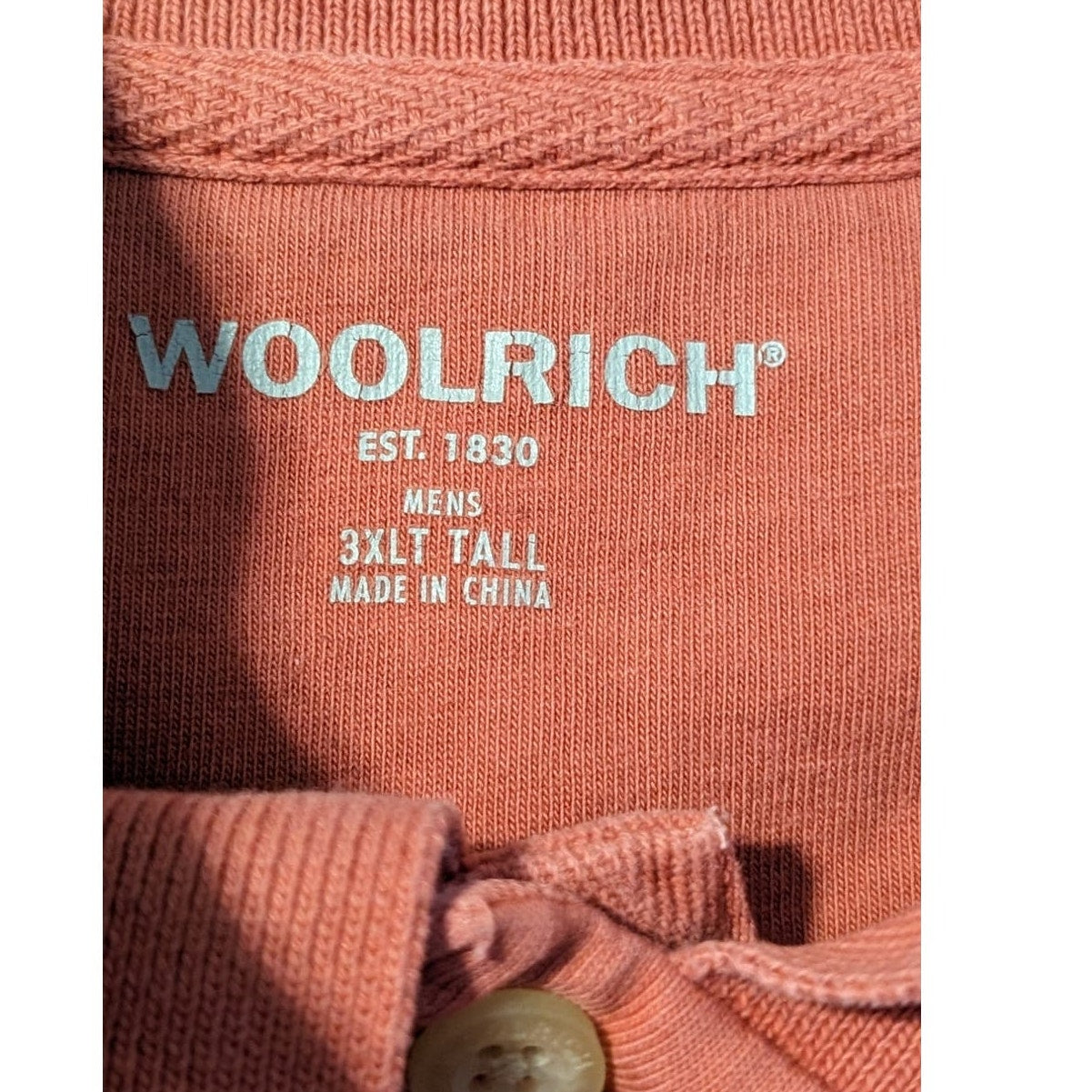 Woolrich Salmon/Brick Cotton Short Sleeve Polo Mens Size 3XLT