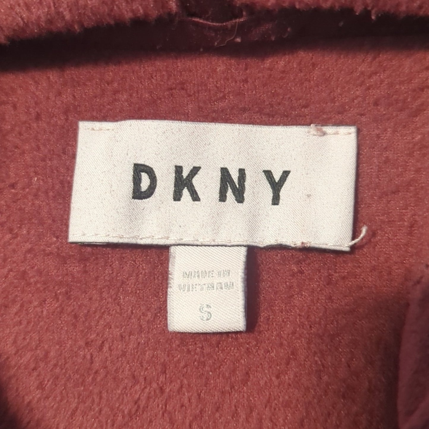 DKNY 90s Burgundy Velour Oversized Hoodie w/ Kangaroo Pocket Women's Sz S
