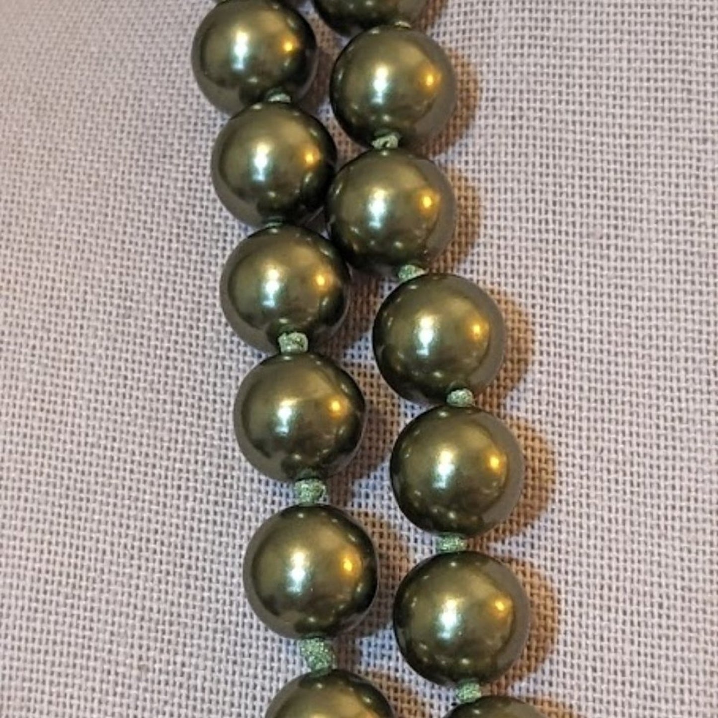 Monet Long Strand Green Glass Simulated Hand Knotted Pearl Bead Necklace