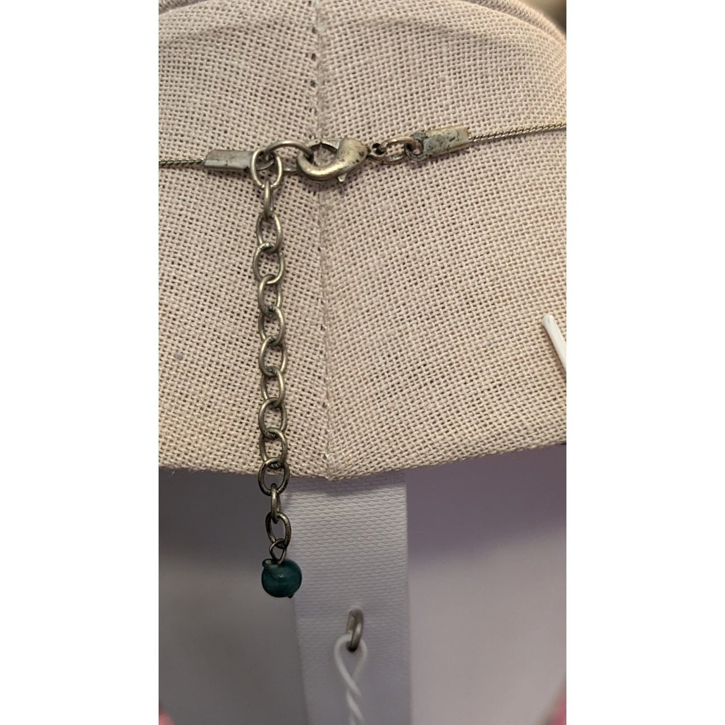 Green Multi-Shape and Color Beaded Silver Tone Tassel Necklace