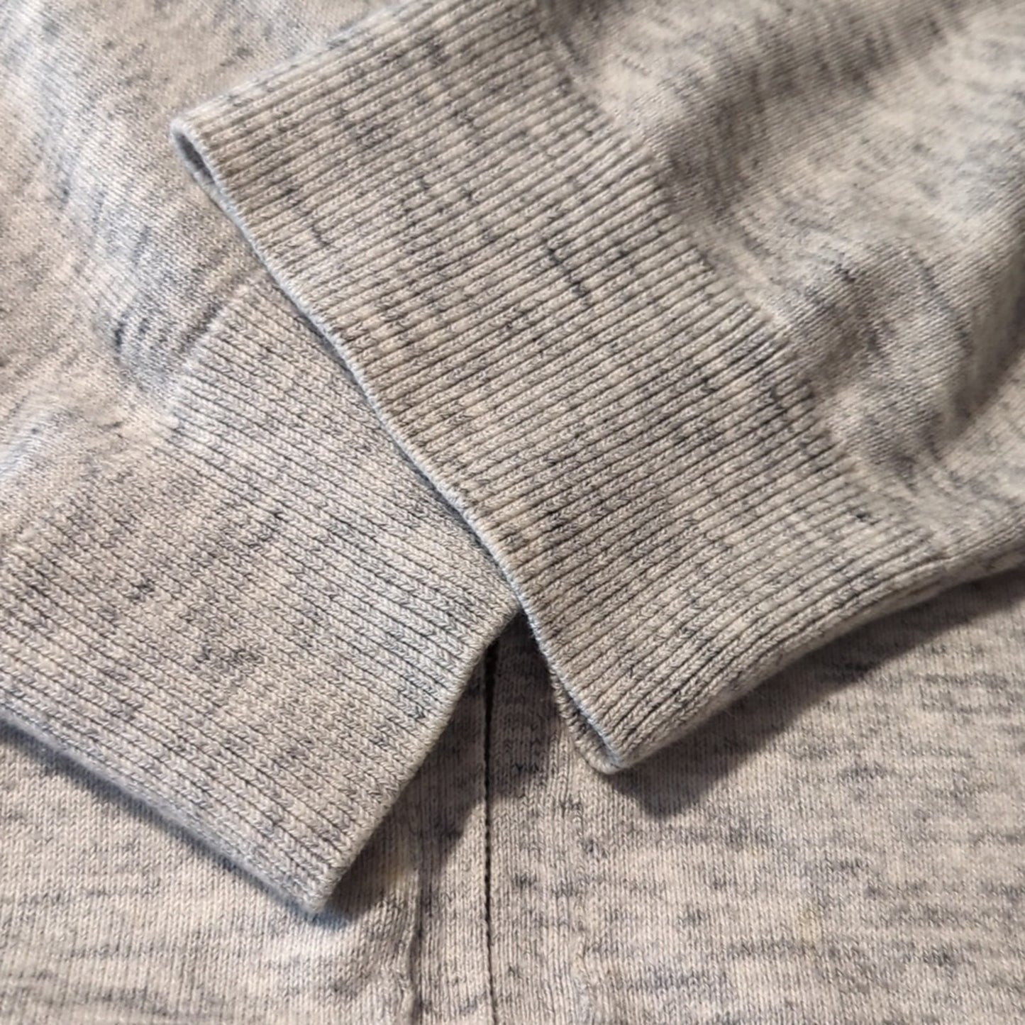 Banana Republic Men's XL Gray Mottled 100% Cotton Full Zip Ribbed T-Neck Sweater