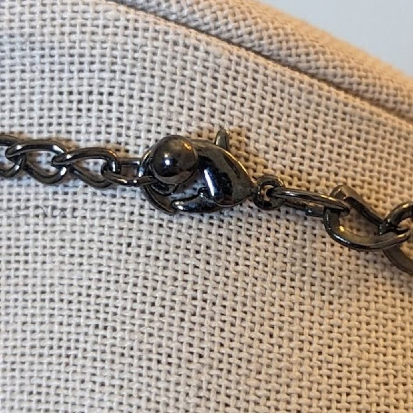 Three strand Gun Metal Chains with Shades of Purple Necklace