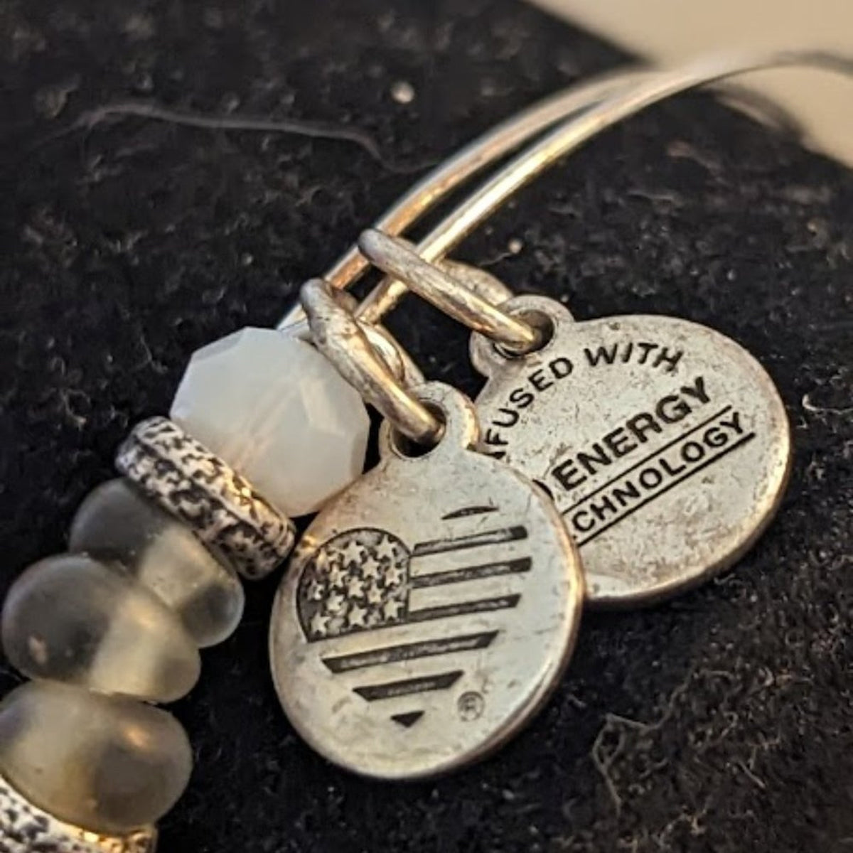 Alex & Ani Black Beaded Silver Bracelet