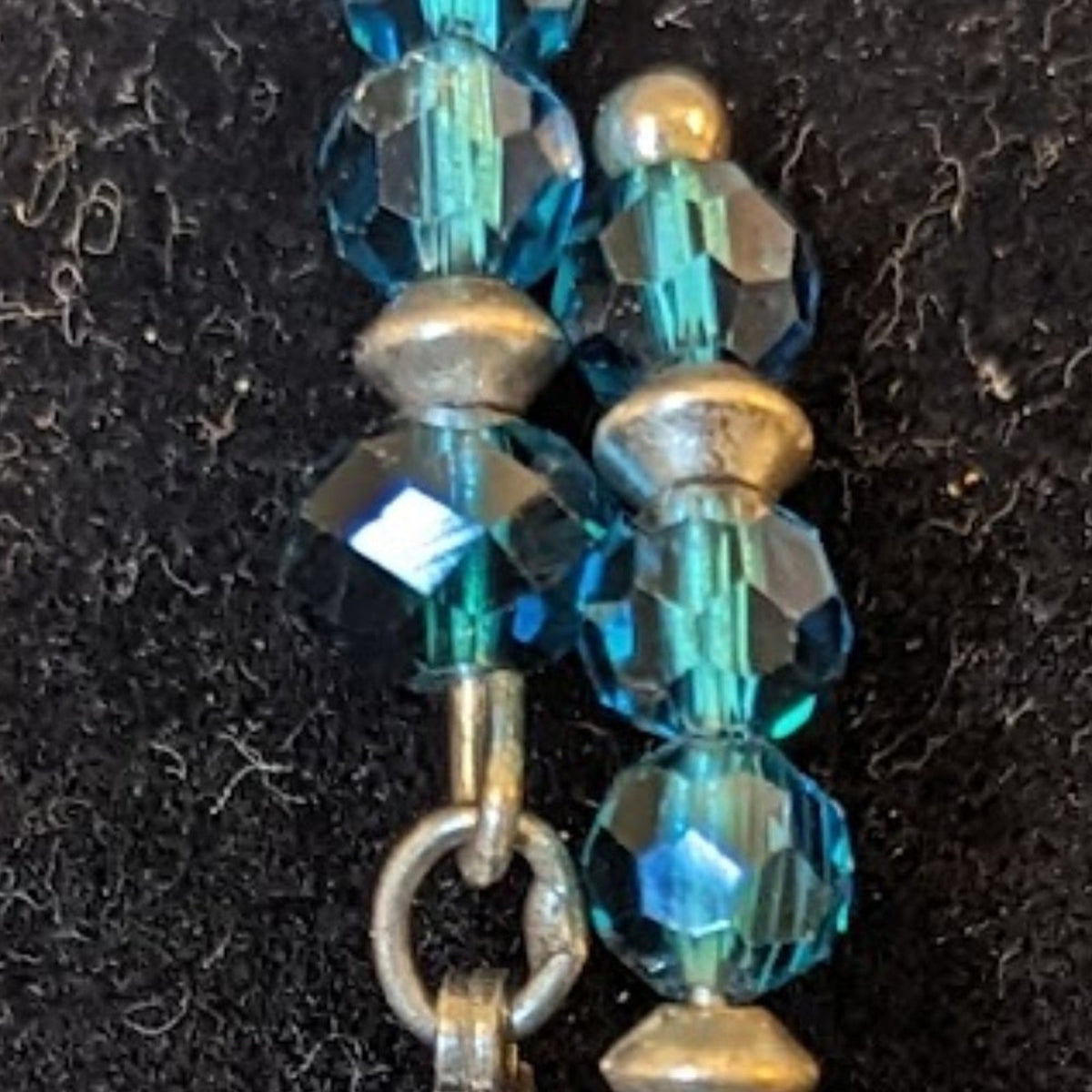 Alex and Ani Vintage Sixty Six Teal Blue Crystal Wood Bead Wire Wrap Bracelet