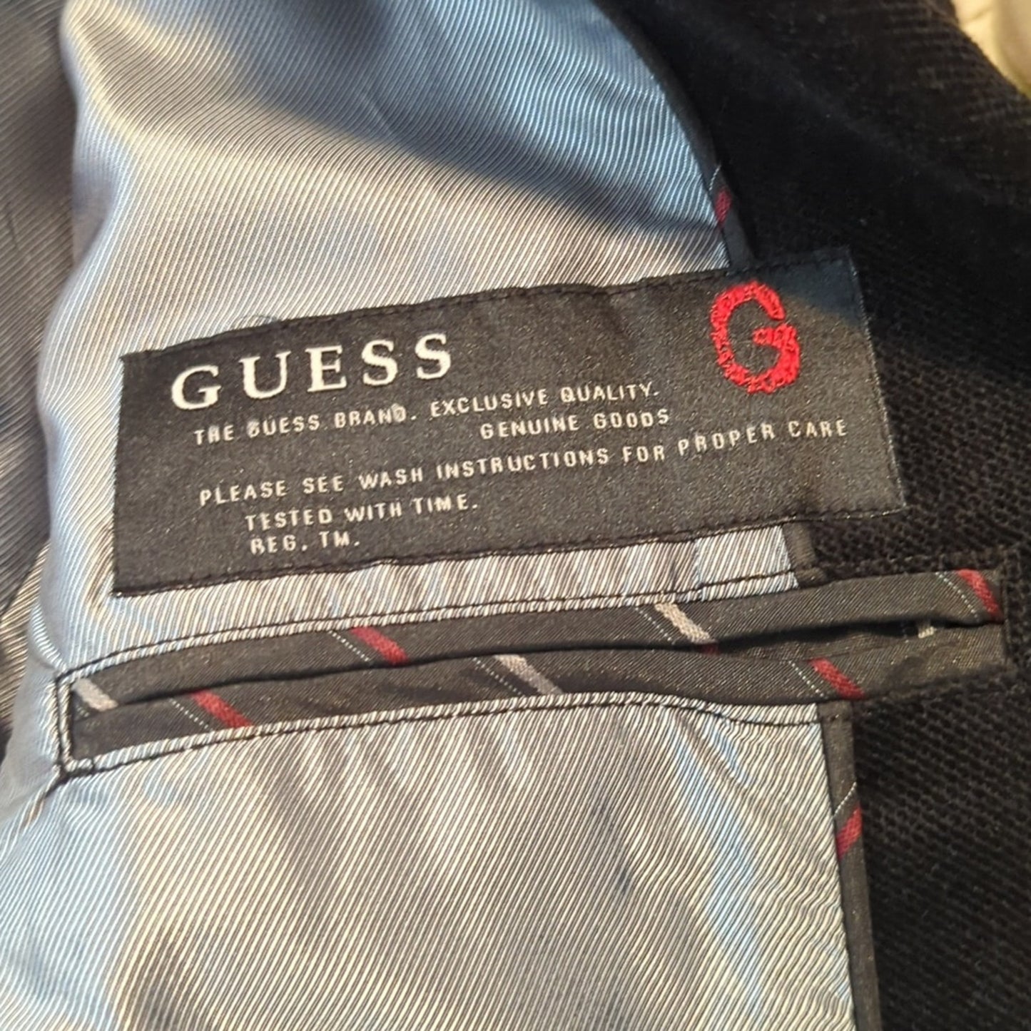Guess Premium Black Textured 100% Cotton Two Button Sports Coat Men's Size L