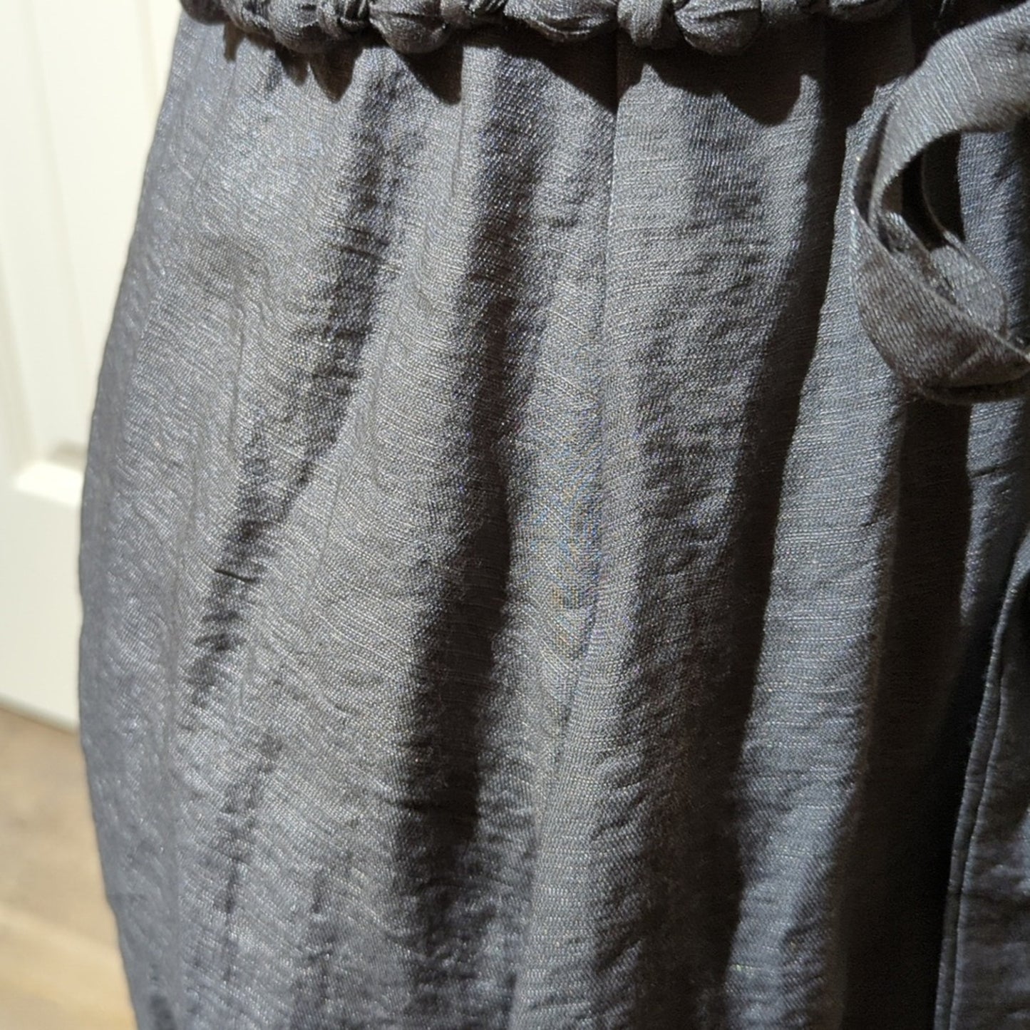 Ya Los Angeles Gray Rosette Braided Trim Side Zip Scoop Neck Dress Women's Sz S