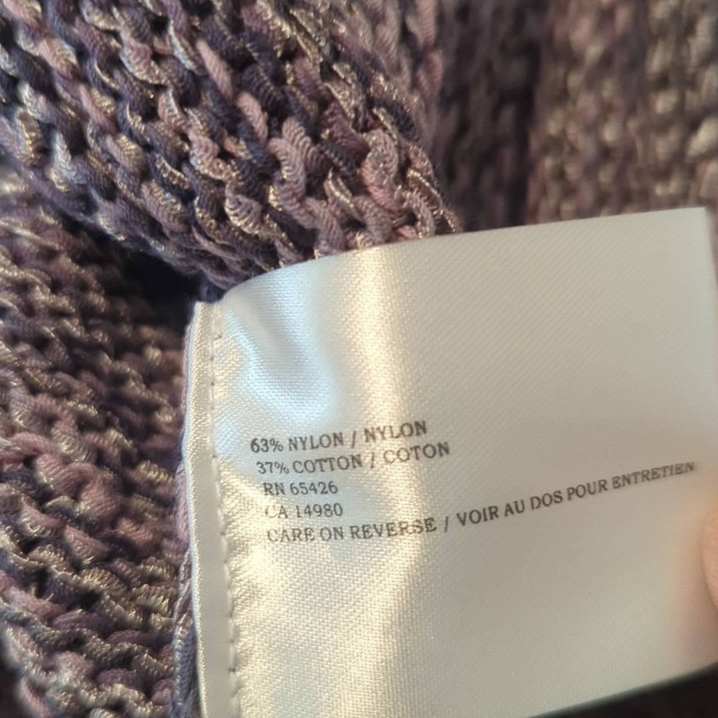 David Brooks Purple Gray Variegated Crew Neck Rolled Hem Sweater Women's Size M