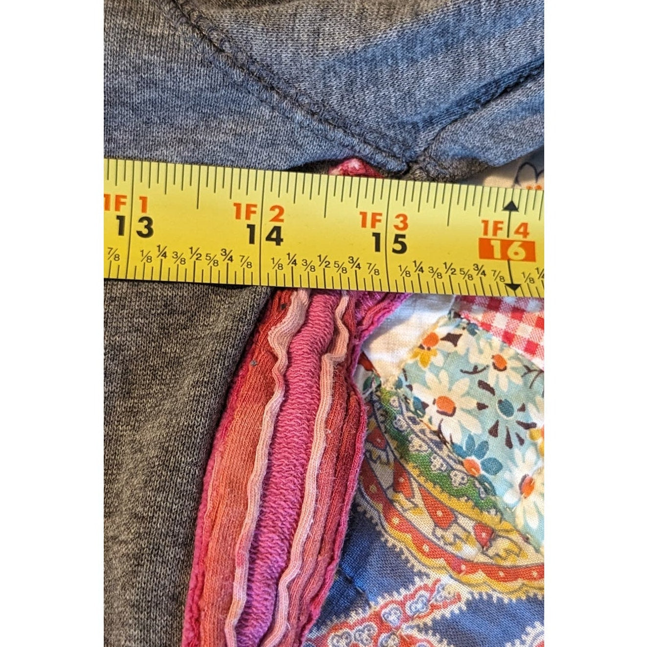 Hippie Boho Shredded Zip Up Gray and Pink Hoodie Womens Sz XS