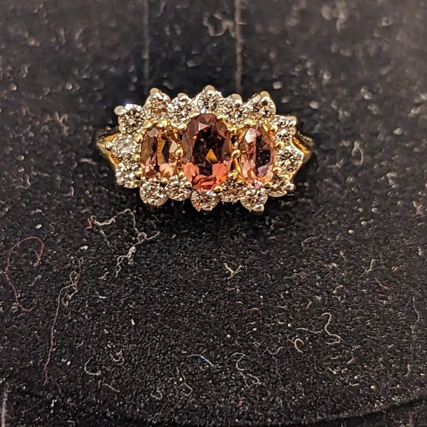 18k Pink Tourmaline and Diamond Ring Sz 5.25-5.50