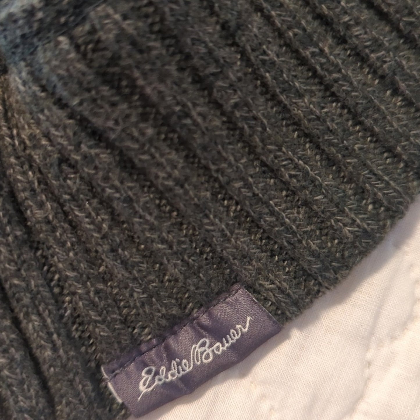 Eddie Bauer Green Heather Quarter Zip Ribbed Collar, Hem, & Cuffs Sweater Sz. M