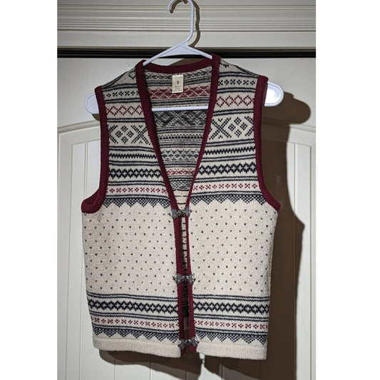 Dia Bristol, Vermont 100% Wool Knit Hook & Eye Closure Made in Estonia Sz S