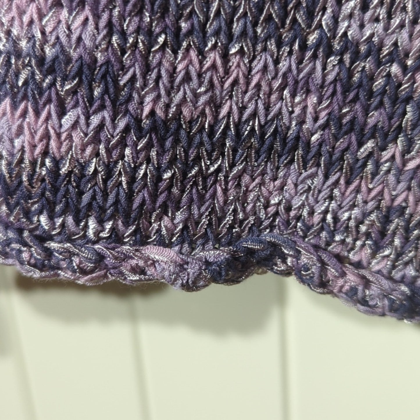 David Brooks Purple Gray Variegated Crew Neck Rolled Hem Sweater Women's Size M