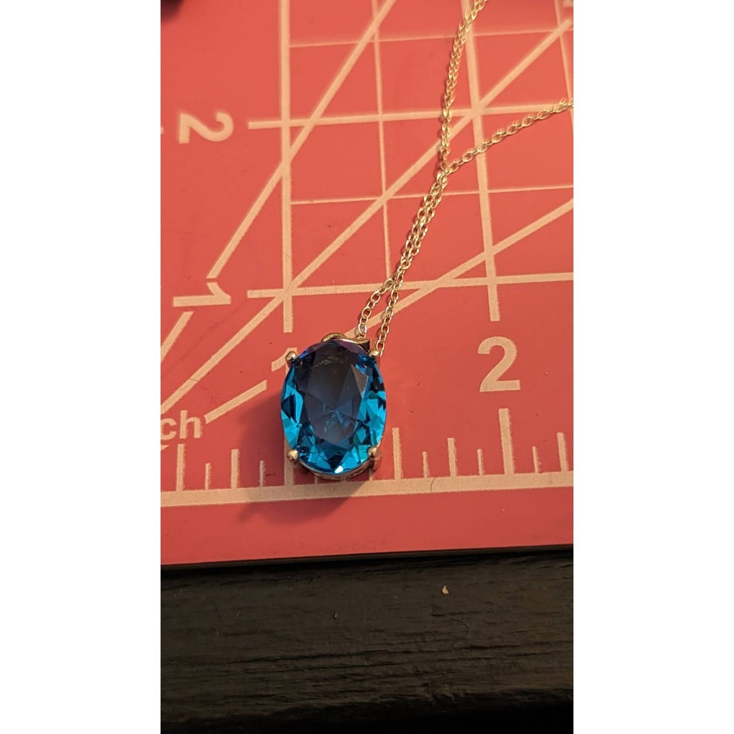 Large Simulated Swiss Blue Topaz Pendant on 925 Sterling 18" Chain