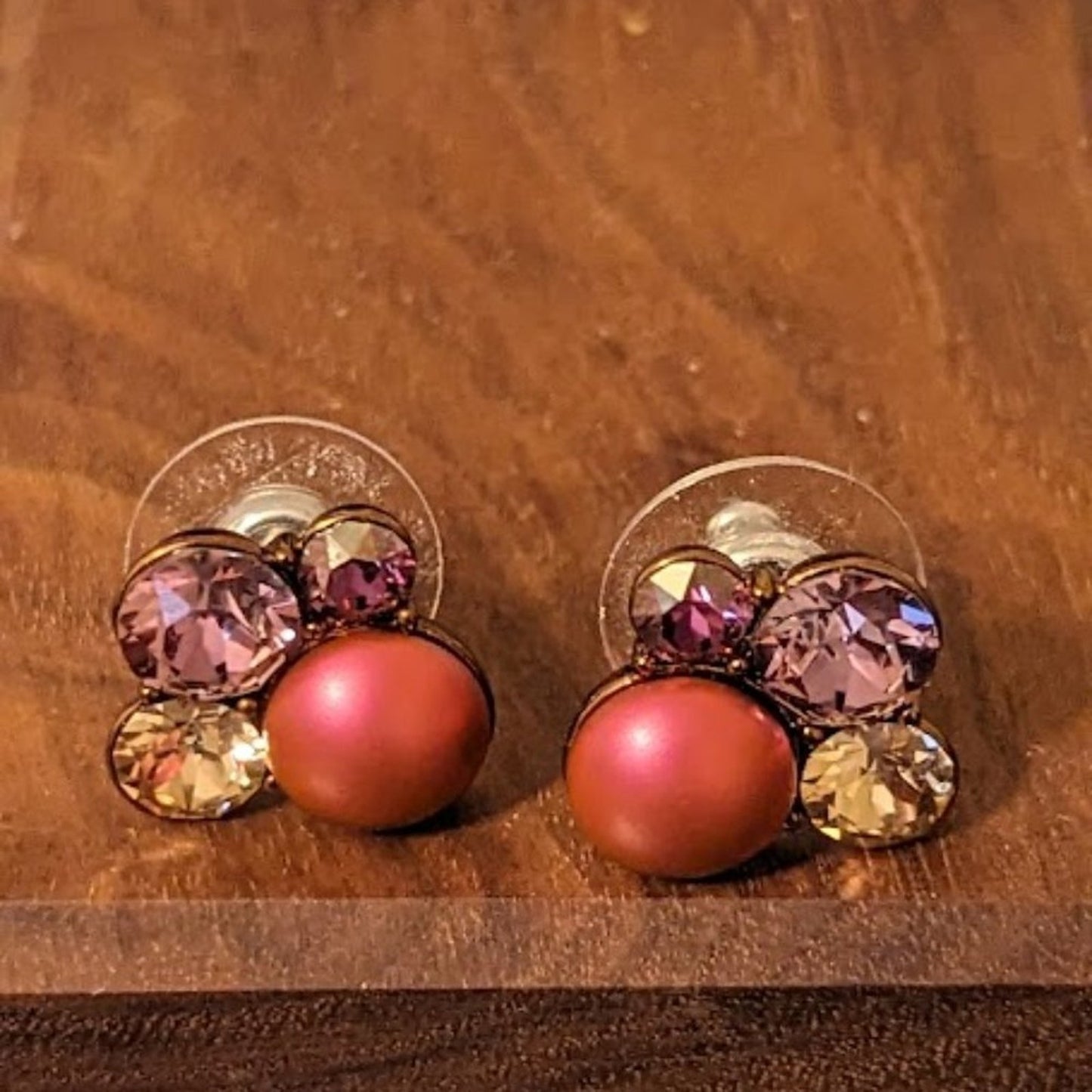 Origami Owl Chocolate Pearl Cluster Stud Earrings with Swarovski Crystals