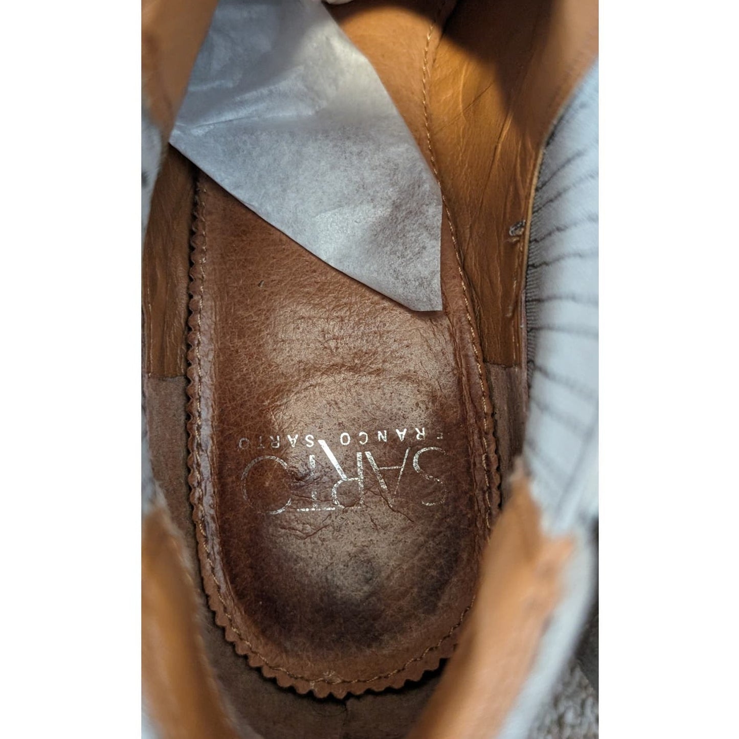 Franco Sarto Gray Pointed Toe Elastic Gore Pull On Suede Booties Womens Sz 7W