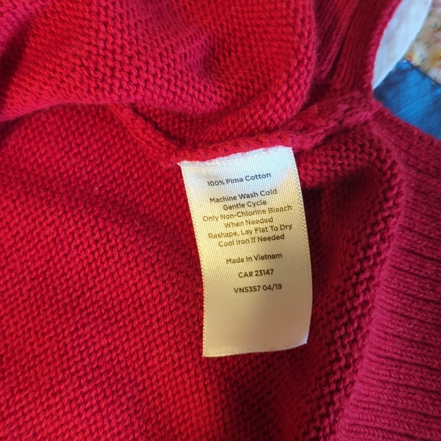 TALBOTS Red Pima Cotton Double V Tie Back Sweater Pullover Long Top Womens Sz M