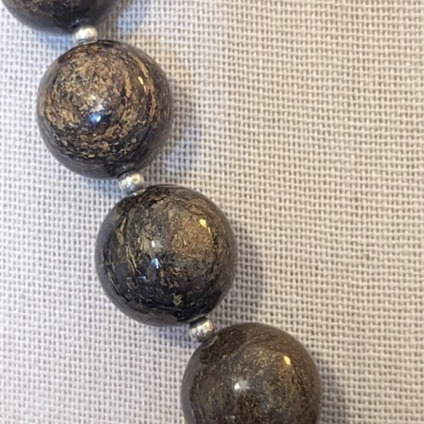 SILPADA Retired Bronzite and Sterling Silver Bead Necklace