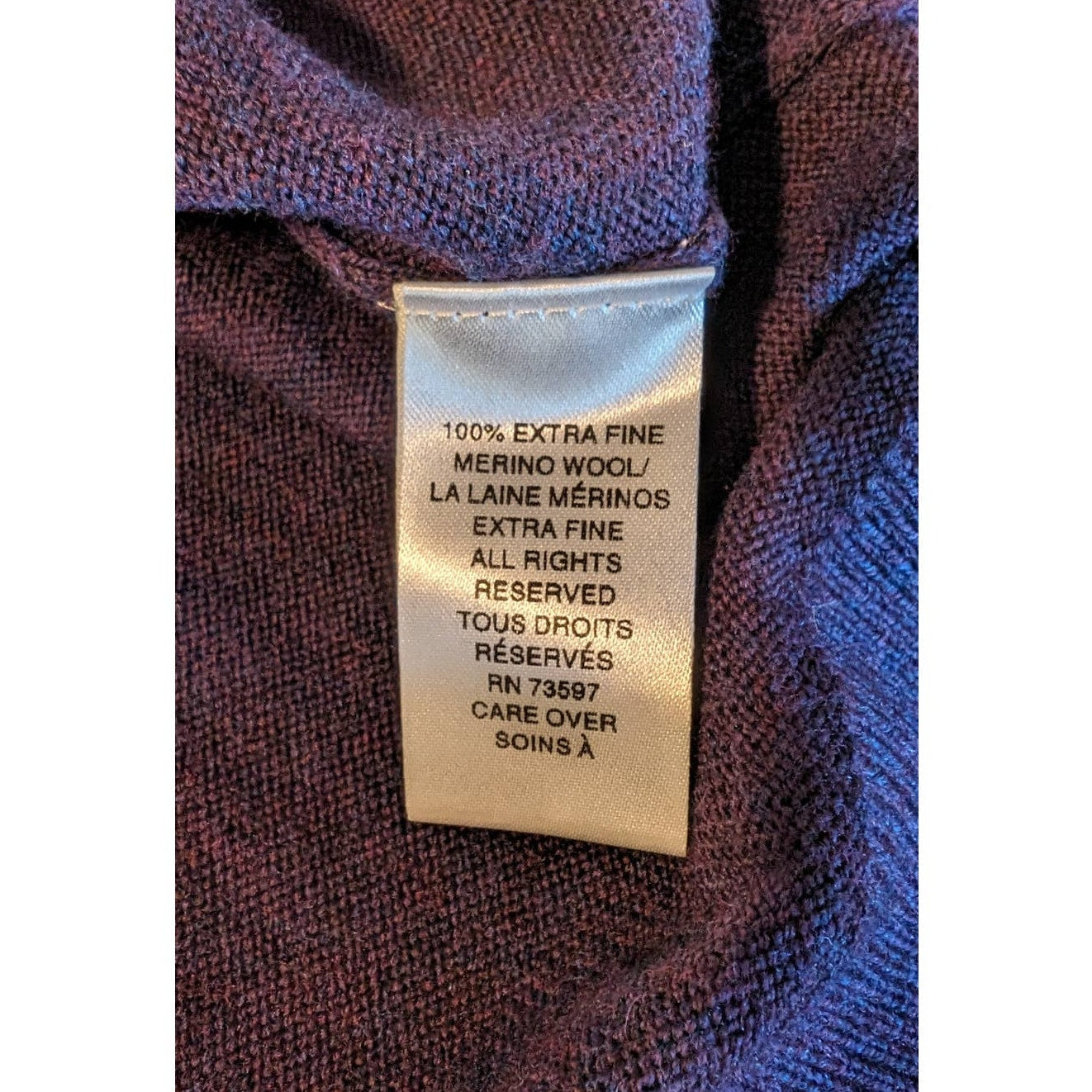 Raffi The Palmer Wineberry Merino Quarter Zip Mock Neck Sweater Mens Sz XL
