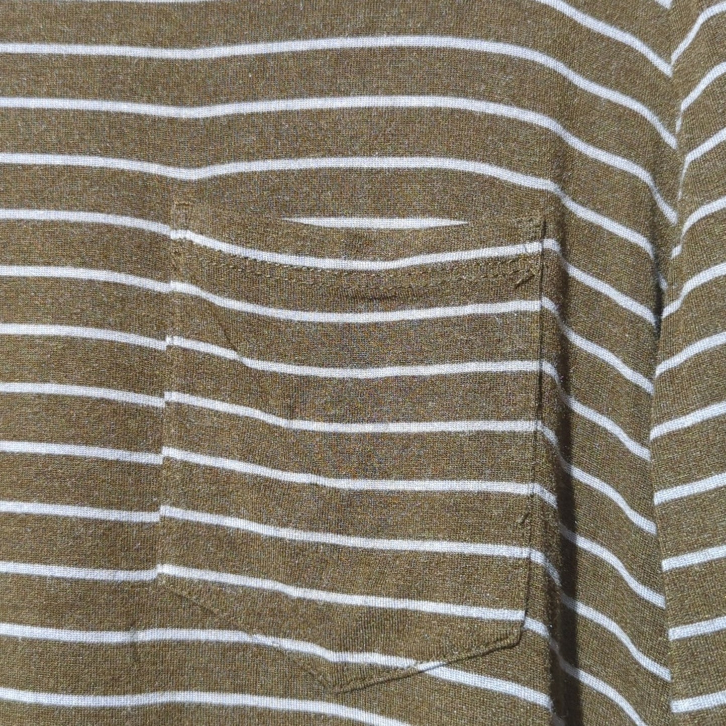 Prana Brown Striped Crew Neck Chest Pocket Long Sleeve Jersey Women's Size M