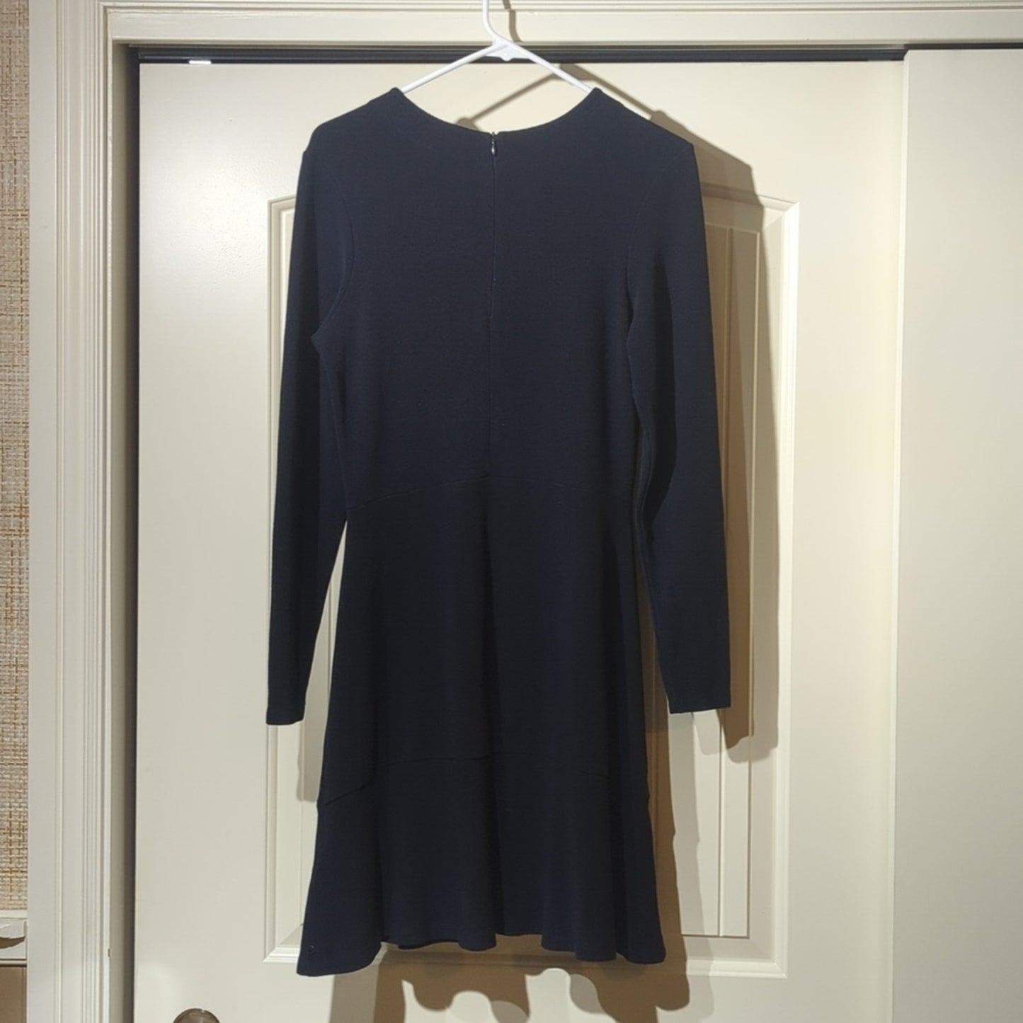 Scotch & Soda Navy Blue Ribbed Long Sleeve Flutter Hem Dress Women's Size S