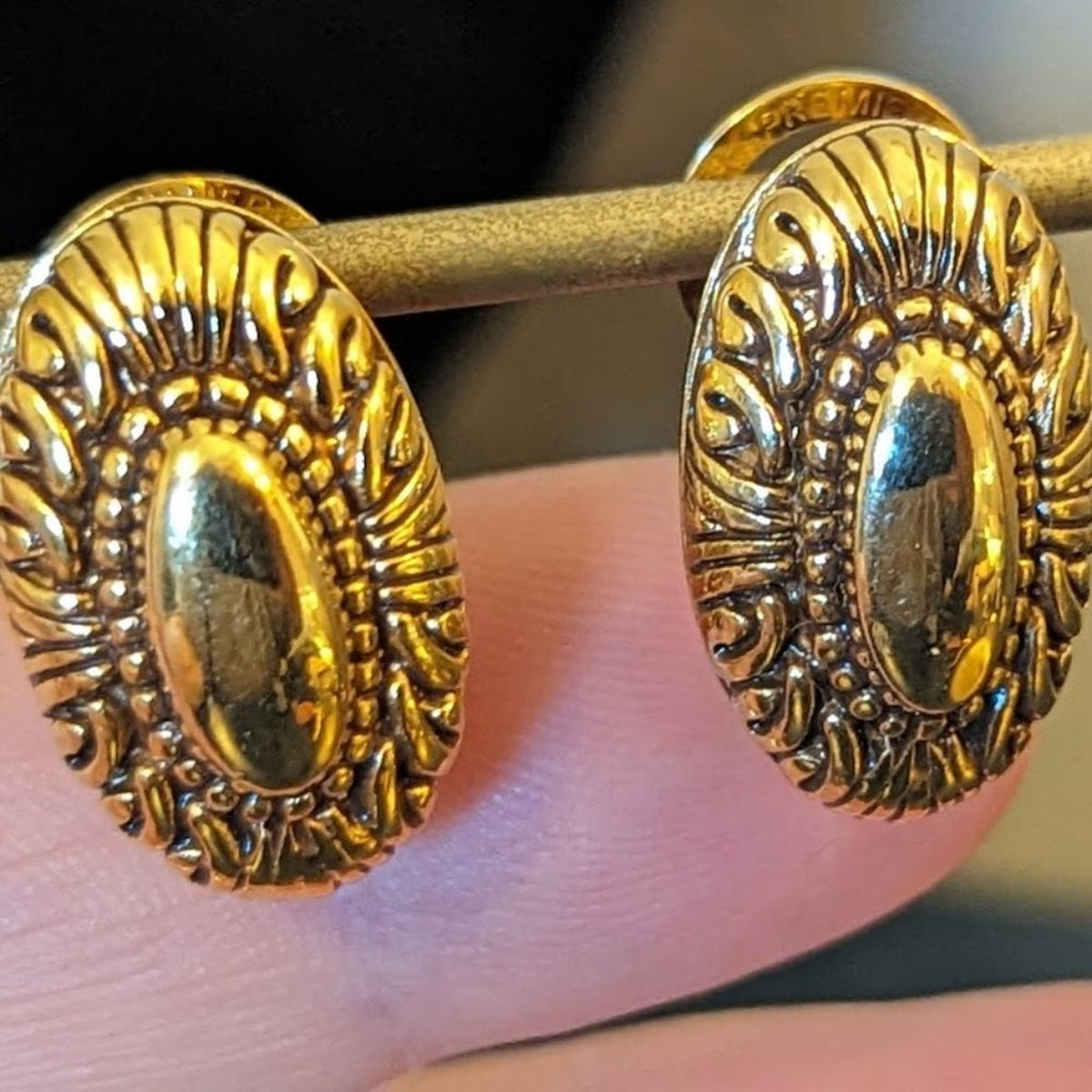 Premier Designs Gold Tone Oval Convertible Drop Post Clip Ons or Flip Up Posts