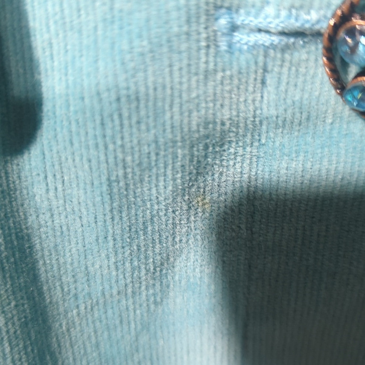 Live a Little Vtg Cotton Stretch Turquoise Corduroy Embellished Jacket Sz XL