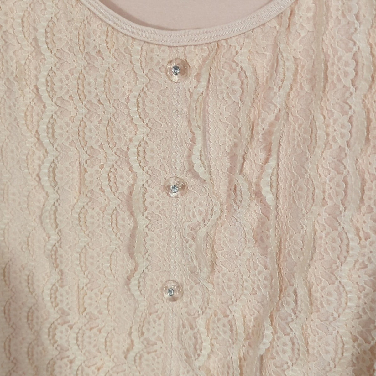 August Silk Blush Pleated Lace Ruffle Sleeveless Scoop Neck Tank Women's Size M