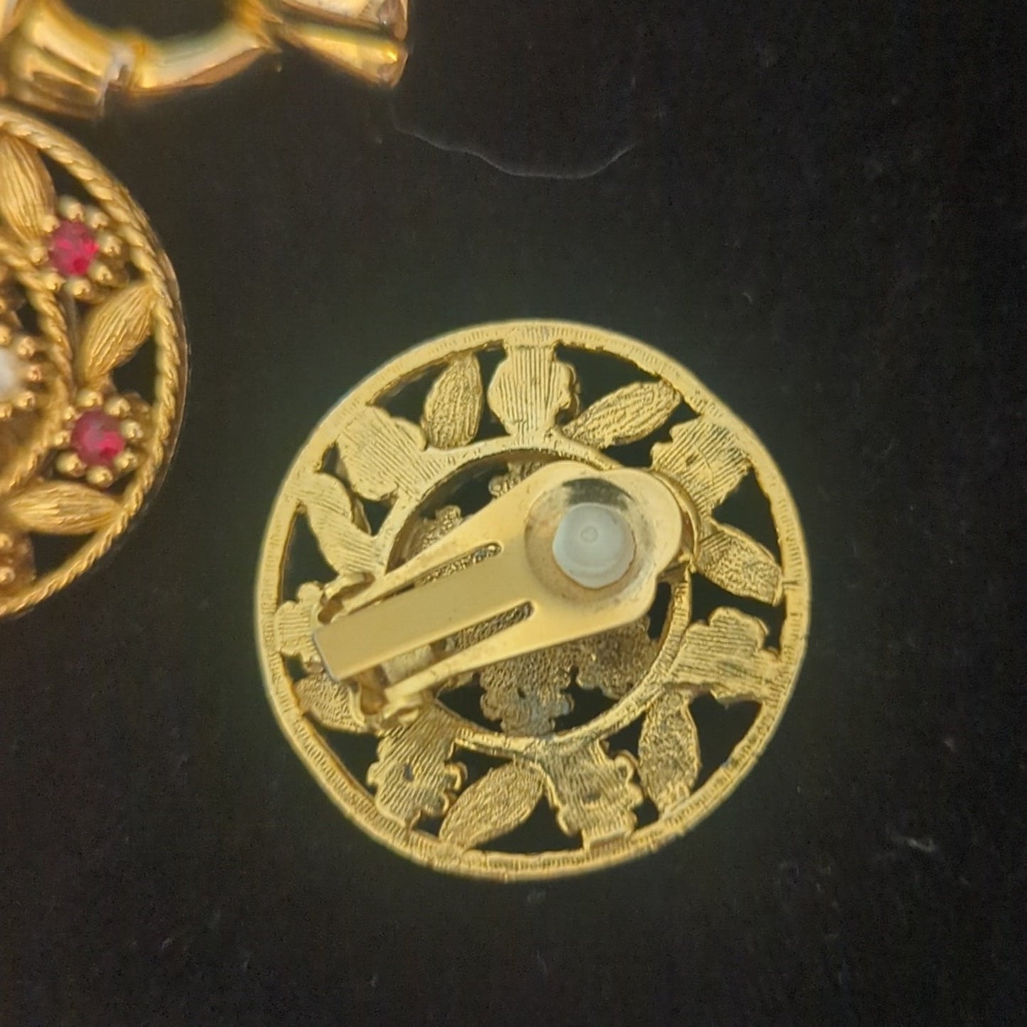 Three Pair Gold Tone Vintage Clip On/Screw Back Earrings