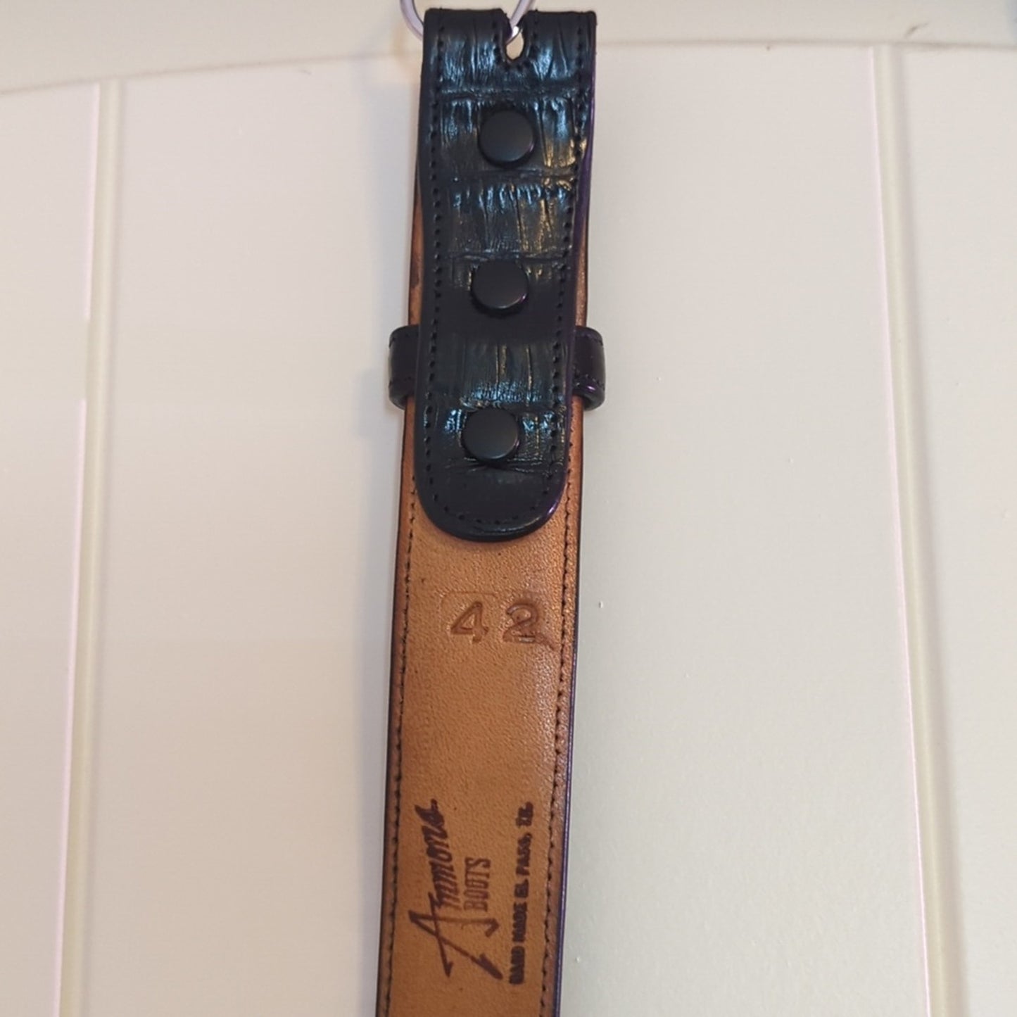 Rodney Ammons One of a Kind Custom Hand Made Black Alligator Belt Men's Sz 42.