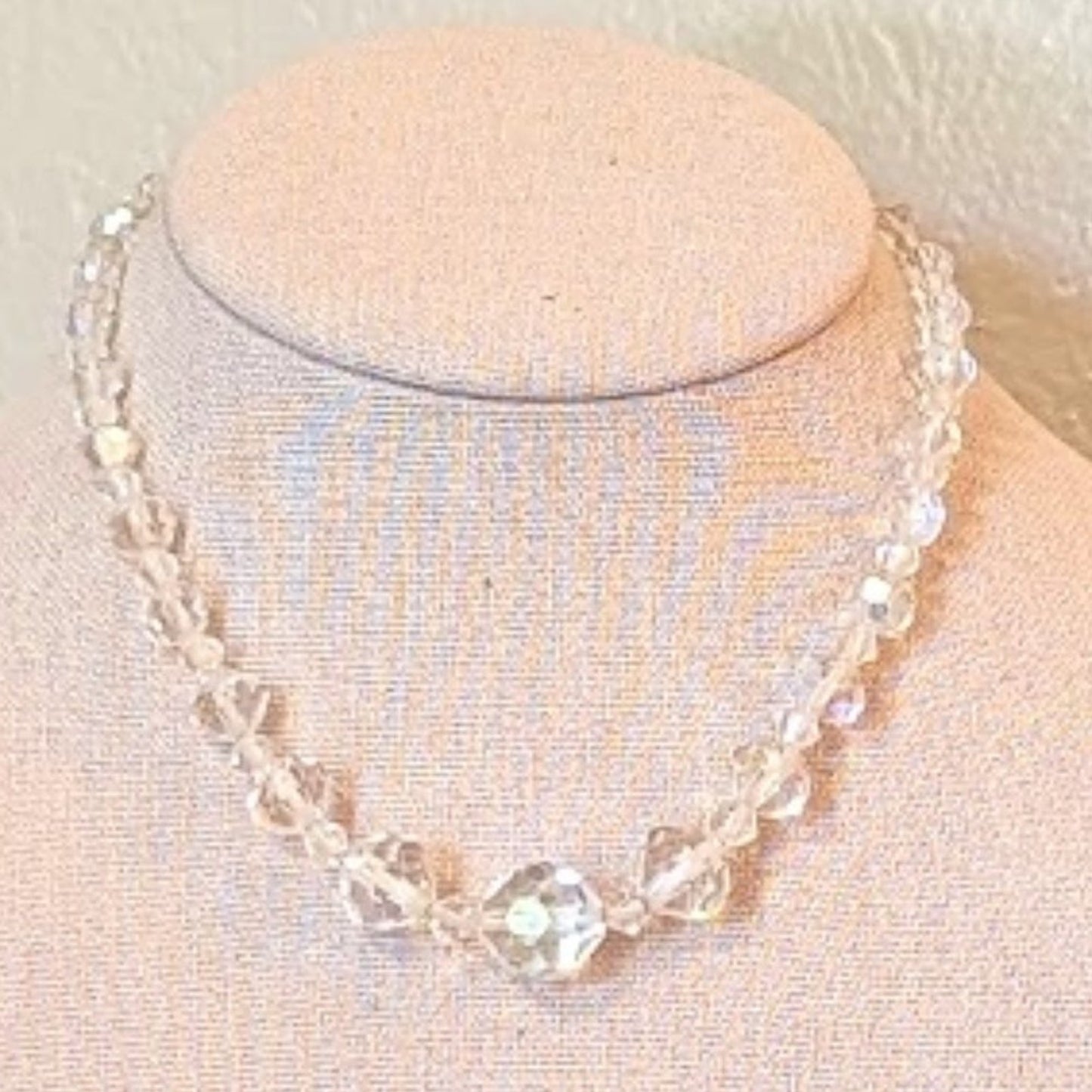 1950s AB Crystal Graduated Beaded Necklace