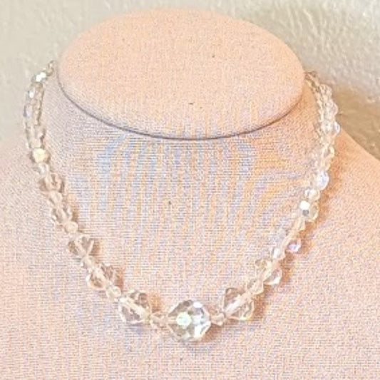 1950s AB Crystal Graduated Beaded Necklace