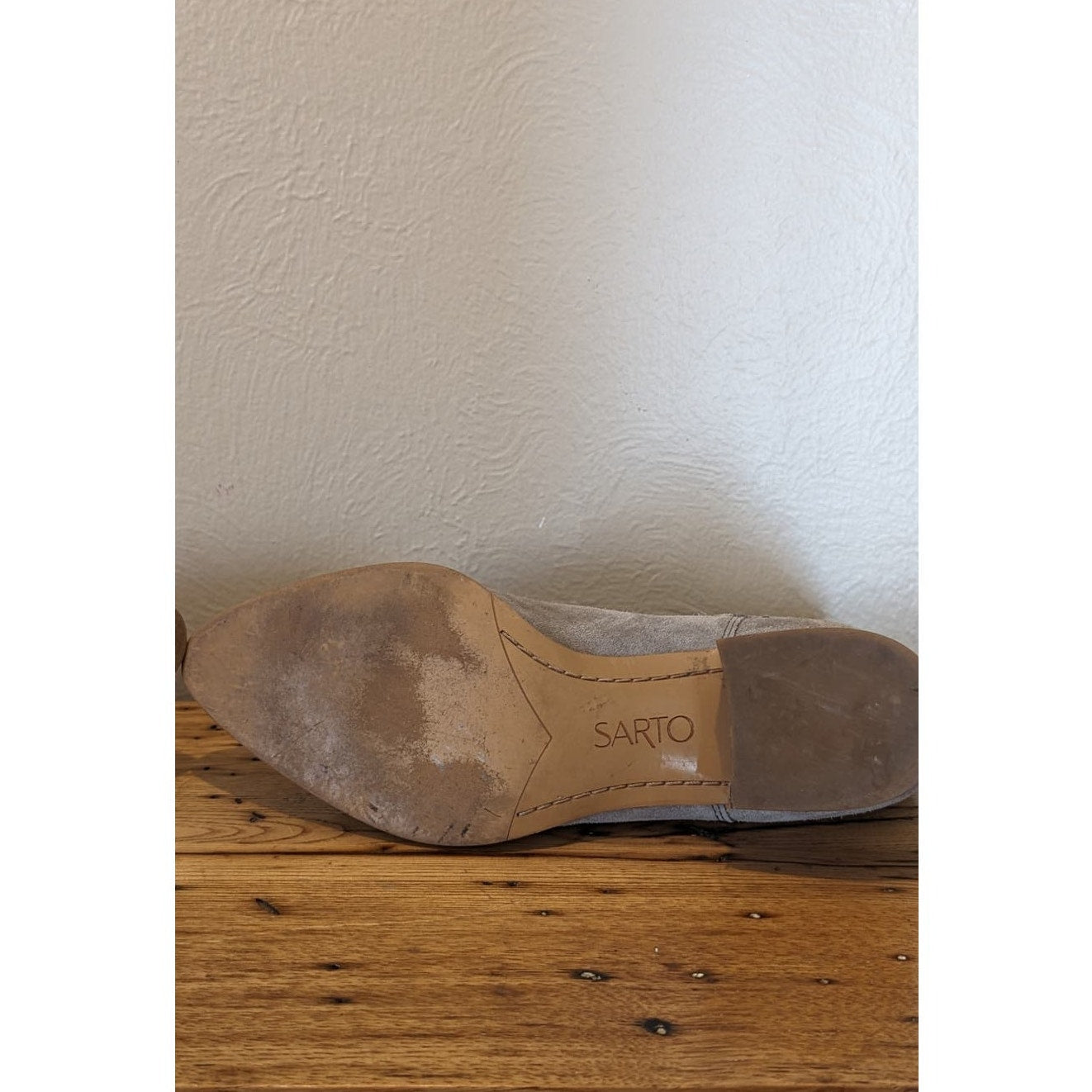 Franco Sarto Gray Pointed Toe Elastic Gore Pull On Suede Booties Womens Sz 7W