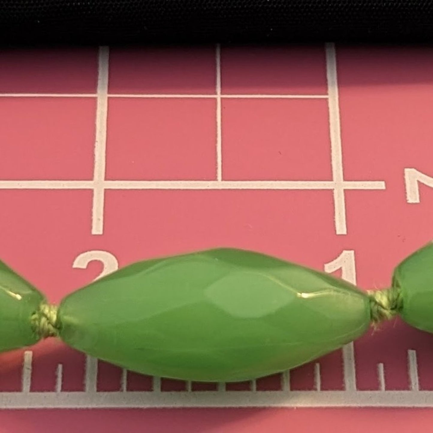 Elongated Faceted Green Glass Bead 20" Necklace