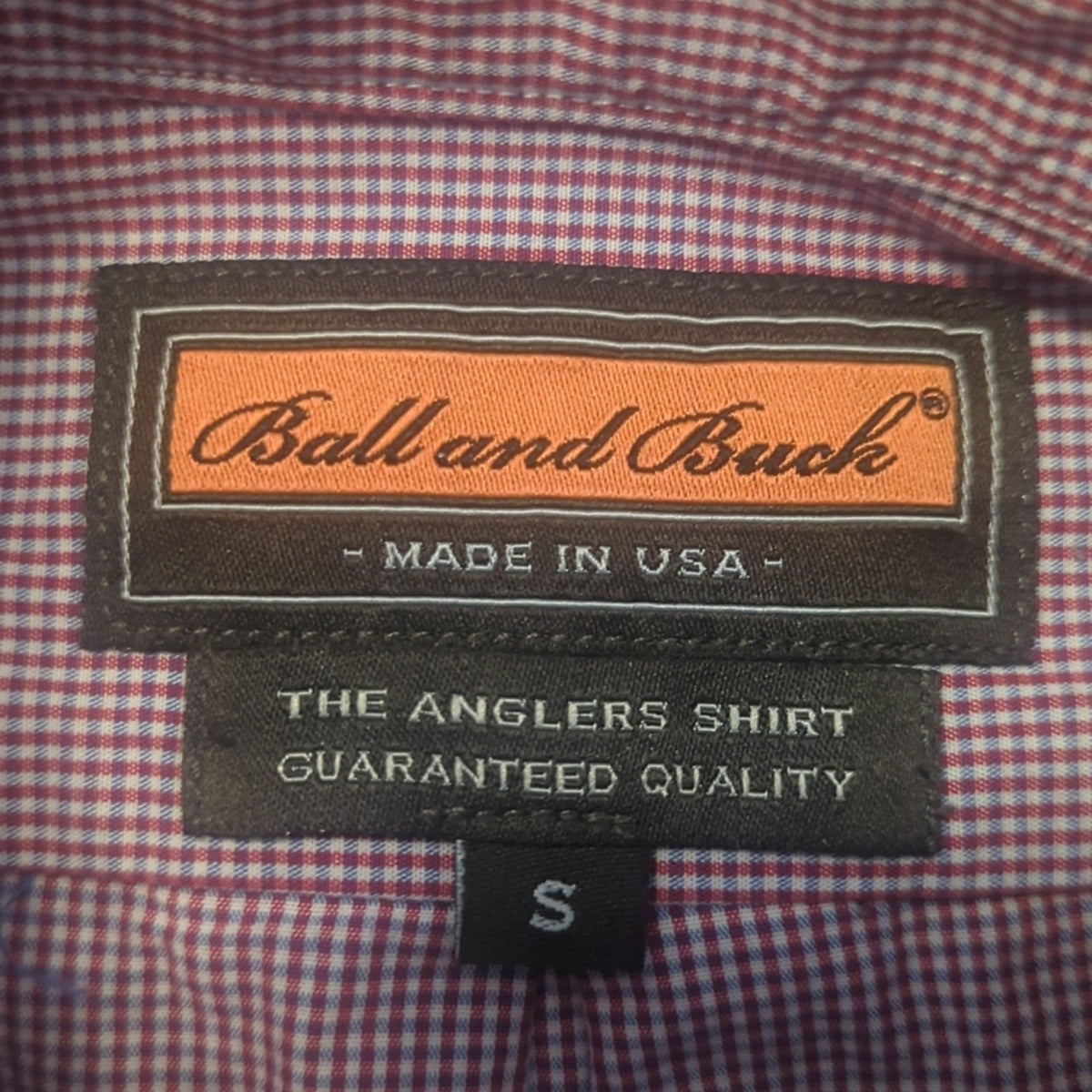 Ball and Buck Made in USA 100% Cotton Red Checked Long Sleeve Button Down Men S